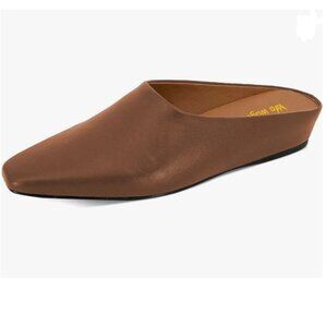 Wo Wagas Brown Women's Mules Low Wedge Heel Slippers Square Toe Shoe
